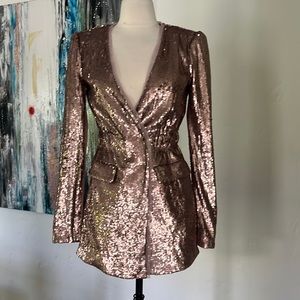 BCBG Rose gold sequin blazer